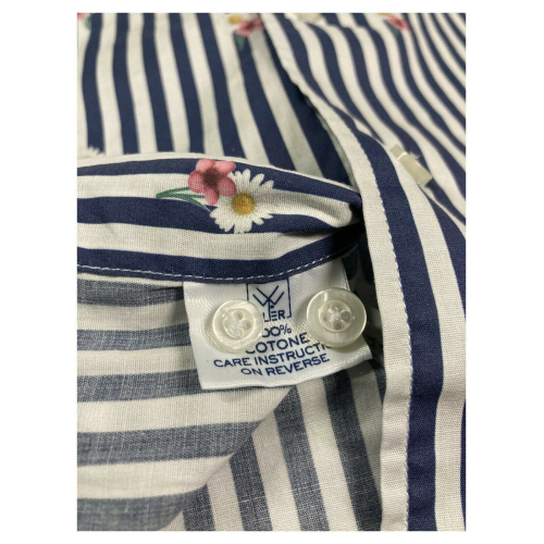 BRANCACCIO men's shirt slim blue lines and flowers art GIO 'PS L10 FDP1021 100% cotton