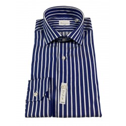 BRANCACCIO camicia uomo slim blu righe bianco art GIO’ PS FDN2121 100% cotone