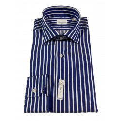 BRANCACCIO men's shirt slim blue white lines art GIO 'PS FDN2121 100% cotton