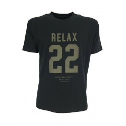 MADSON by BKØ t-shirt uomo nera DU22337 RELAX 100% cotone riciclato MADE IN ITALY