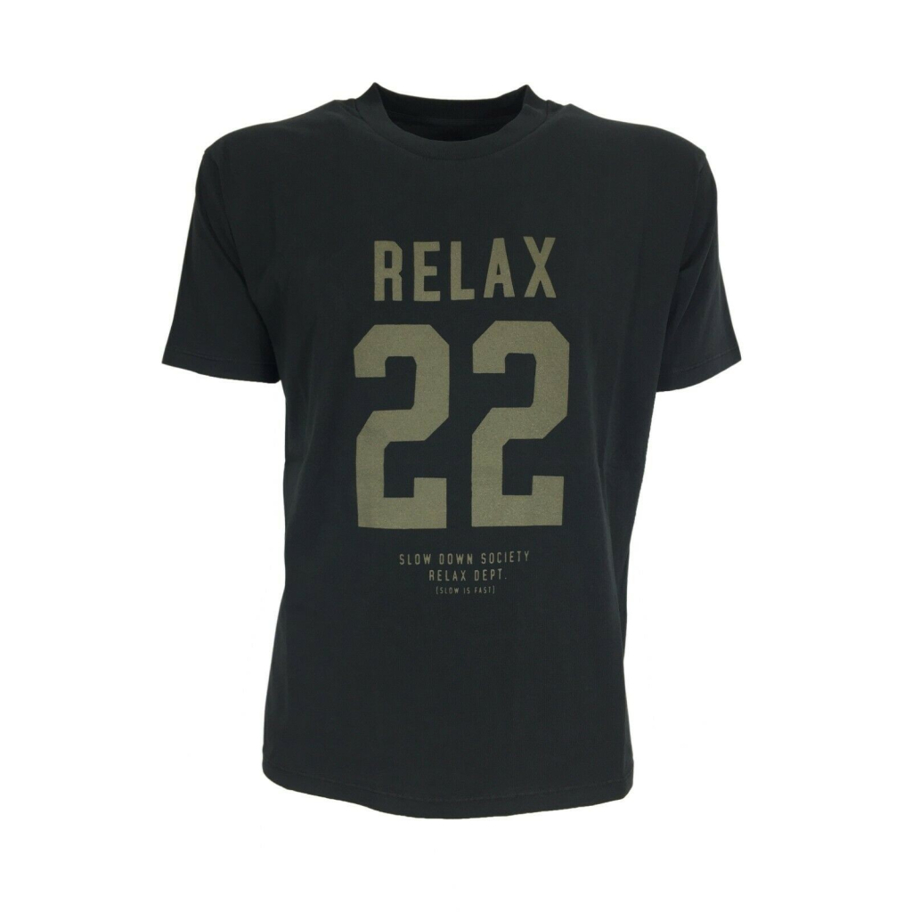 MADSON by BKØ man black t-shirt DU22337 RELAX 100% recycled cotton MADE IN ITALY