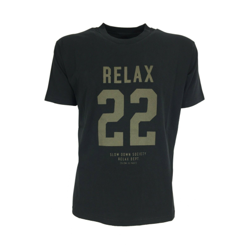 MADSON by BKØ t-shirt uomo nera DU22337 RELAX 100% cotone riciclato MADE IN ITALY