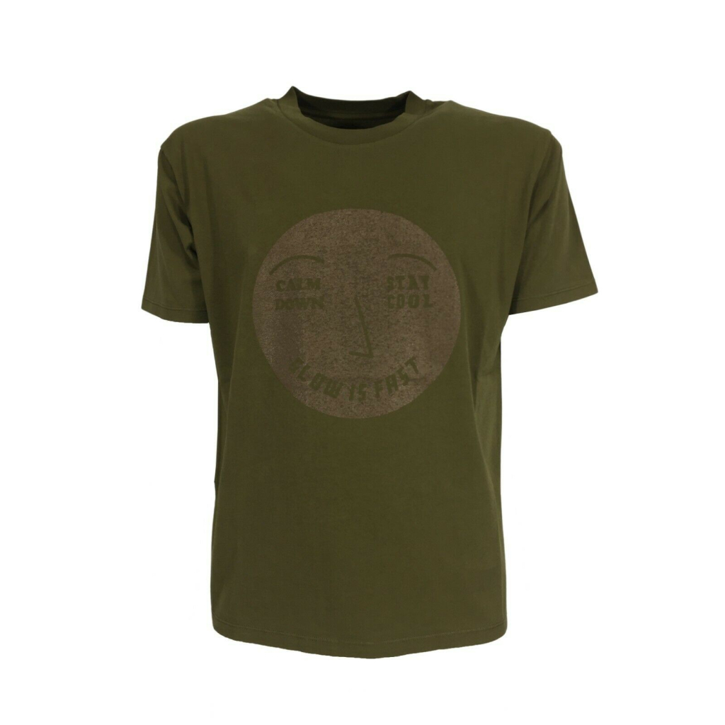 MADSON by BKØ t-shirt uomo militare DU22337 CALM DOWN 100% cotone riciclato MADE IN ITALY