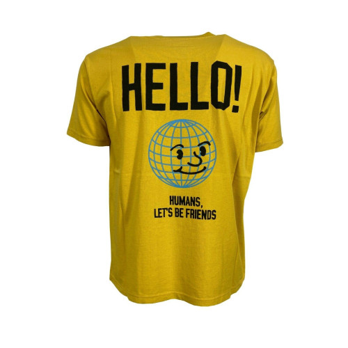 MADSON by BKØ man t-shirt DU22337 HELLO HUM / YELLOW 100% recycled cotton MADE IN ITALY