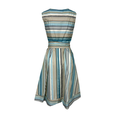 ETiCi light blue / beige striped woman dress art A2 / 5706 100% cotton MADE IN ITALY