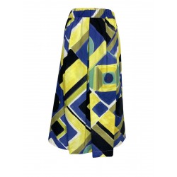 ETiCi blue / yellow / green fantasy woman skirt art H1 / 5804 100% cotton MADE IN ITALY