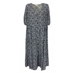 PERSONA by Marina Rinaldi line N.O.W white / black / purple floral patterned woman dress 21.7221052 DISCO