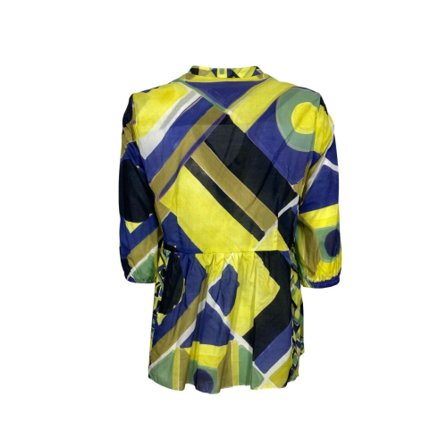 ETiCi blouse woman fantasy bluette / yellow / green art E1 / 5746 100% cotton MADE IN ITALY