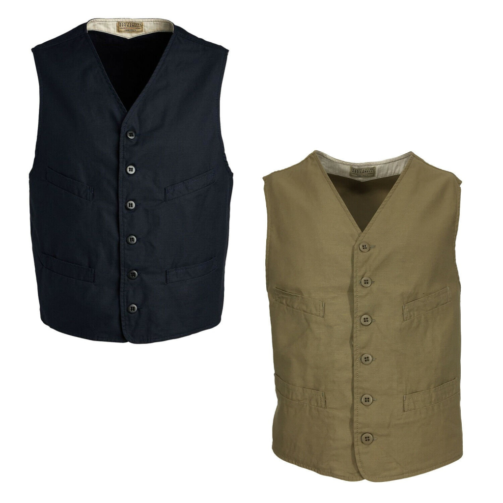 MANIFATTURA CECCARELLI men's cotton vest sateen art DE-6914 COUNTRY VEST 100% cotton MADE IN ITALY