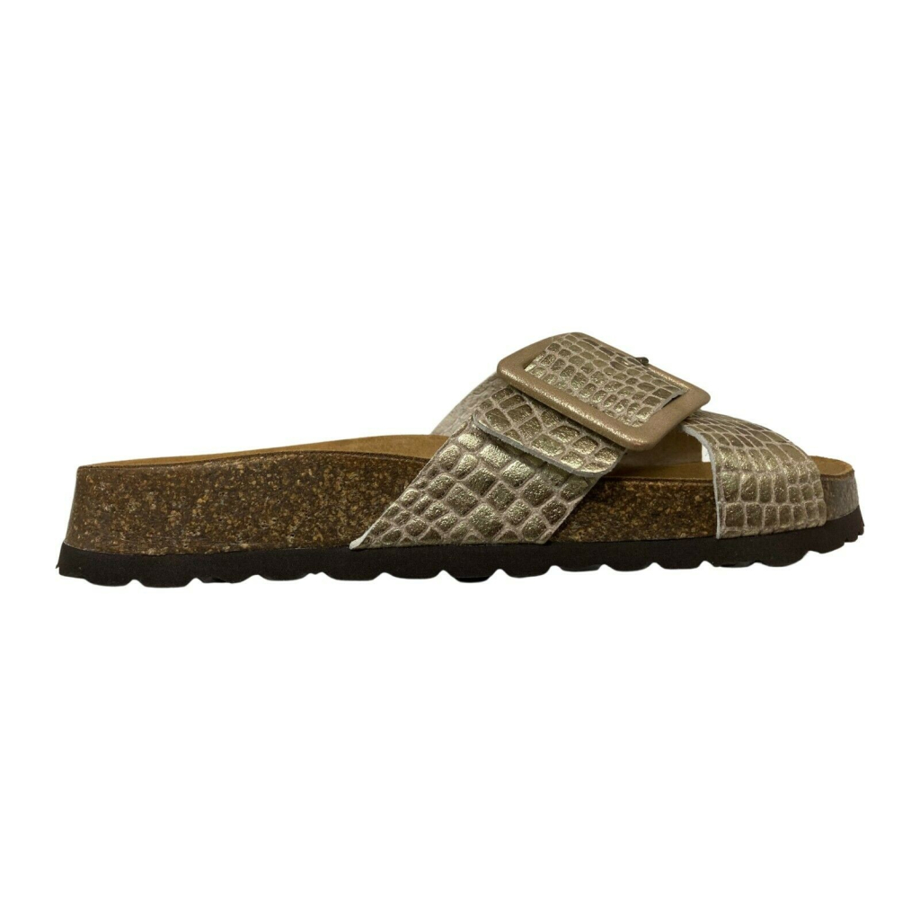 BIO BIO slipper woman crossed reptile print gold art 221-74929-20 DOGS 100% eco-leather MADE IN SPAIN