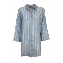 PERSONA by Marina Rinaldi line N.O.W long white / light blue striped woman shirt art 21.7112022 BASCO