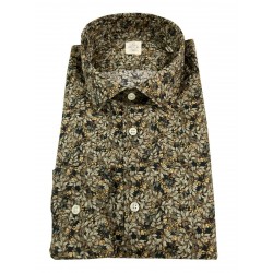 GMF 965 men's patterned shirt black / beige light cotton 14.L T3-3252