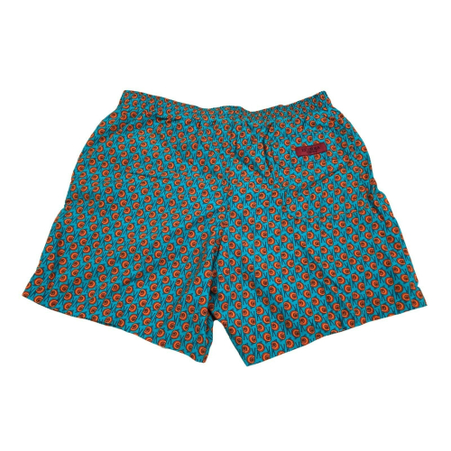 ZEYBRA man costume boxer turquoise patterned mod AUB255 CHIOCCIOLA HERITAGE line MADE IN ITALY