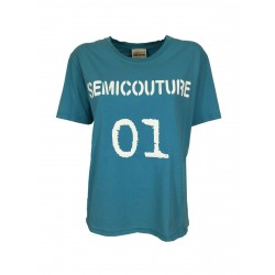 SEMICOUTURE t-shirt woman half sleeve art S2SJ10 CELESTINE 100% cotton MADE IN ITALY