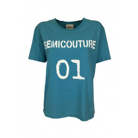 SEMICOUTURE t-shirt donna mezza manica art S2SJ10 CELESTINE 100% cotone MADE IN ITALY