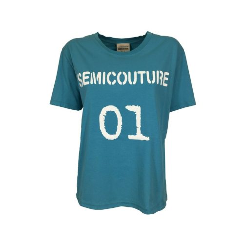 SEMICOUTURE t-shirt donna mezza manica art S2SJ10 CELESTINE 100% cotone MADE IN ITALY