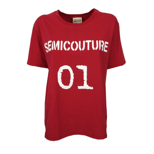 SEMICOUTURE t-shirt donna mezza manica S2SJ10 CELESTINE 100% cotone MADE IN ITALY