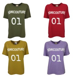 SEMICOUTURE t-shirt woman half sleeve  S2SJ10 CELESTINE 100% cotton MADE IN ITALY