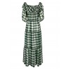 MILVA MI long woman dress with white / green checked pattern art 4075 MADE IN ITALY