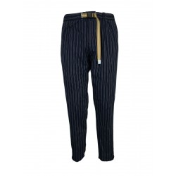 WHITE SAND man trousers with blue pleats white / red lines art SU12 BRAD 326 78% cotton 22% linen MADE IN ITALY