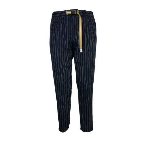 WHITE SAND man trousers with blue pleats white / red lines art SU12 BRAD 326 78% cotton 22% linen MADE IN ITALY