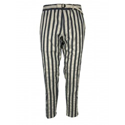 WHITE SAND blue wide striped rope man trousers art SU66 GREG 317 MADE IN ITALY