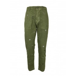 FRONT STREET 8 pantalone uomo mod fatigue verde art PL4 100% cotone