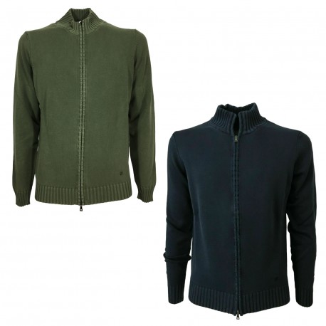 FERRANTE cardigan uomo con zip blu used 100% cotone art 25002 MADE IN ITALY