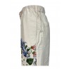 WHITE SAND Ecru linen woman trousers with placed floral print art 21SD14 581 CAROL MADE IN ITALY