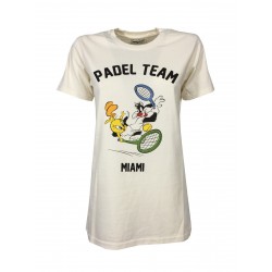 FRONT STREET 8 t-shirt donna avorio con stampa art TS23 PADEL MADE IN ITALY