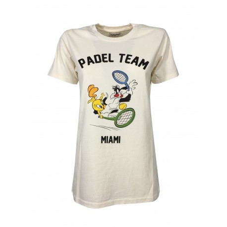 FRONT STREET 8 t-shirt donna avorio con stampa art TS23 PADEL MADE IN ITALY