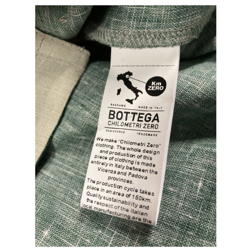 BottegaChilometriZero man shirt patterned beige / green / bluette art DU21338 100% linen MADE IN ITALY