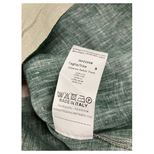 BottegaChilometriZero man shirt patterned beige / green / bluette art DU21338 100% linen MADE IN ITALY