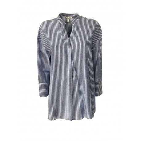 SOPHIE blue / white striped woman shirt mod OPPI 55% linen 45% cotton MADE IN ITALY