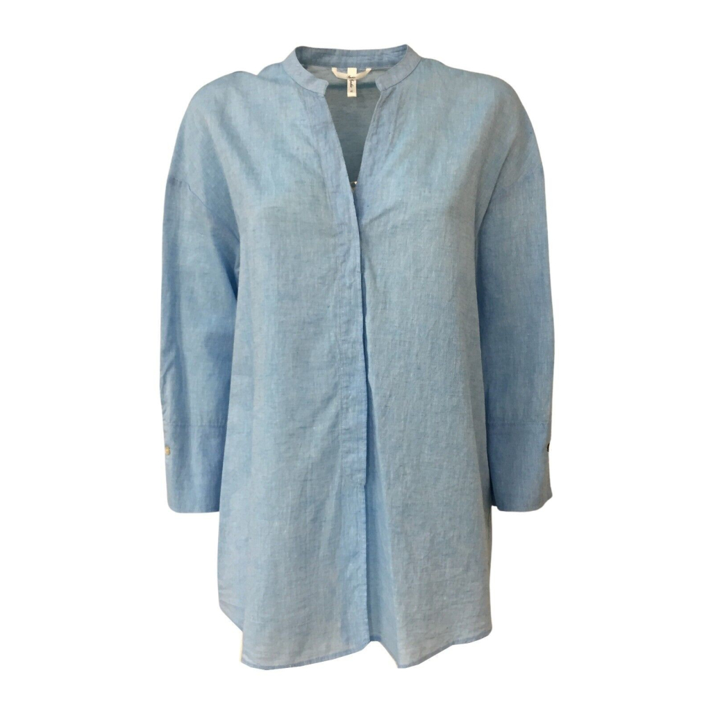 SOPHIE light blue woman shirt mod OPPI 55% linen 45% cotton MADE IN ITALY