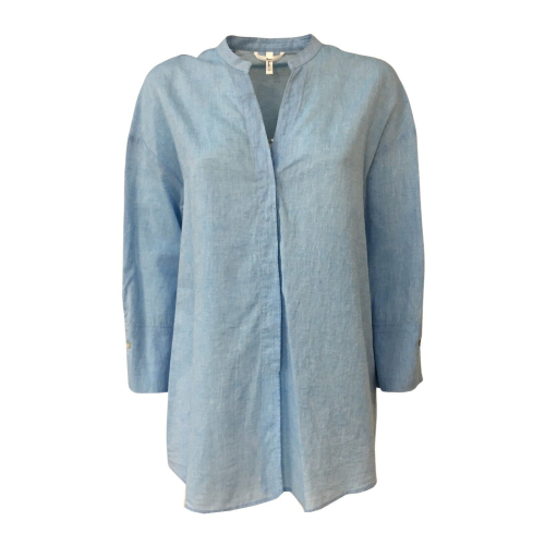 SOPHIE camicia donna azzurra mod OPPI 55% lino 45% cotone MADE IN ITALY