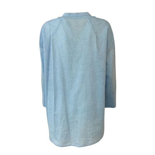 SOPHIE light blue woman shirt mod OPPI 55% linen 45% cotton MADE IN ITALY