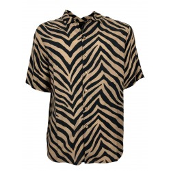 TOOCO man shirt zebra patterned beige / black art TOC0308 ZEB BB555WS MADE IN ITALY