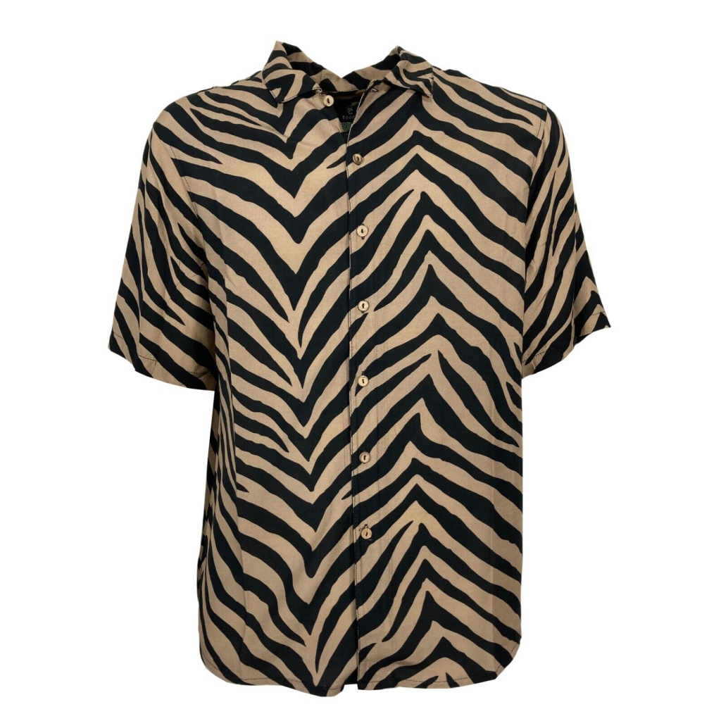 TOOCO man shirt zebra patterned beige / black art TOC0308 ZEB BB555WS MADE IN ITALY