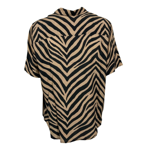 TOOCO man shirt zebra patterned beige / black art TOC0308 ZEB BB555WS MADE IN ITALY