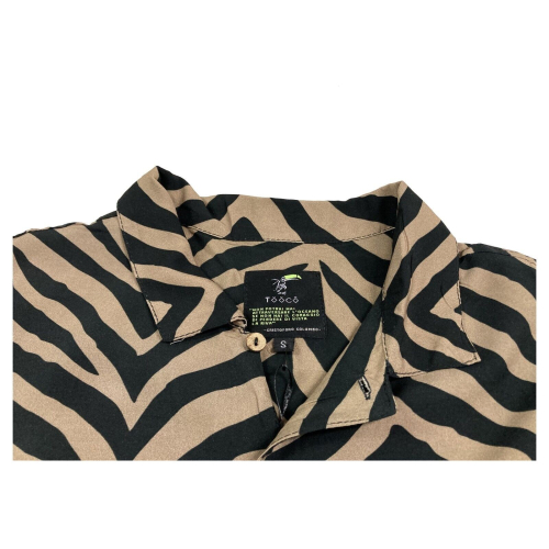 TOOCO man shirt zebra patterned beige / black art TOC0308 ZEB BB555WS MADE IN ITALY