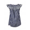 MILVA MI white / blue checked woman blouse art 4088 98% cotton 2% elastane MADE IN ITALY
