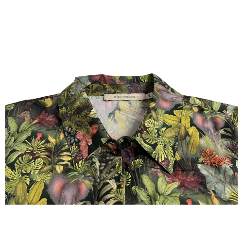 LA FEE MARABOUTEE green jungle patterned woman shirt art FD-CH-PURSIA 100% cotton