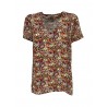 LA FEE MARABOUTEE blusa donna fantasia fiori multicolore art FD-TO-POMI-E 100% viscosa