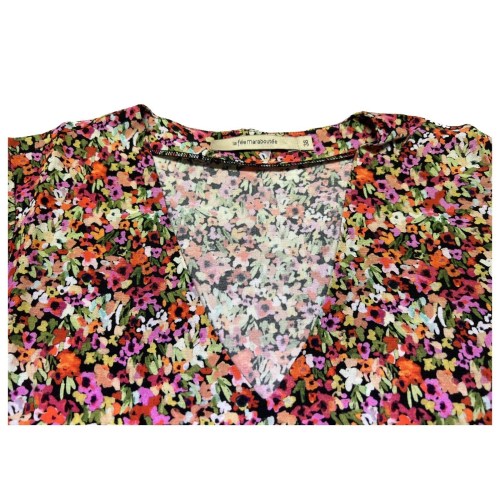 LA FEE MARABOUTEE blusa donna fantasia fiori multicolore art FD-TO-POMI-E 100% viscosa