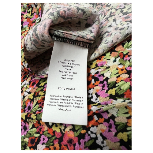 LA FEE MARABOUTEE blusa donna fantasia fiori multicolore art FD-TO-POMI-E 100% viscosa