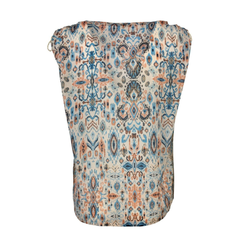 LA FEE MARABOUTEE blusa donna cotone leggero turchese/arancio art FD-TO-BISMA-H 100% cotone MADE IN ITALY