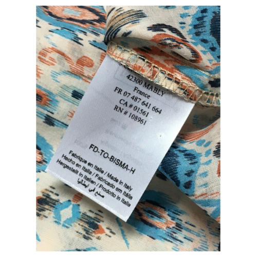 LA FEE MARABOUTEE blusa donna cotone leggero turchese/arancio art FD-TO-BISMA-H 100% cotone MADE IN ITALY
