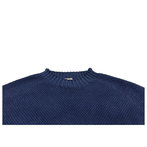 H953 man knitted rice grain two-tone gray / blue denim art HS3576 100% cotton MADE IN ITALY