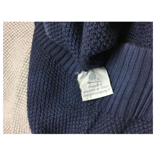 H953 maglia uomo lavorazione grana di riso bicolore grigio/blu denim art HS3576 100% cotone MADE IN ITALY